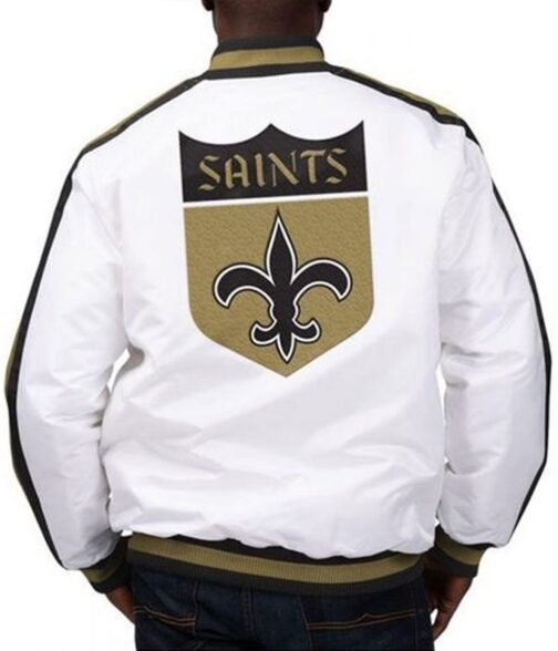 New Orleans Saints Satin White The D-Line Jacket - Image 2