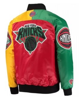 NY Knicks Ty Mopkins Satin Full-Snap Black/Red Jacket