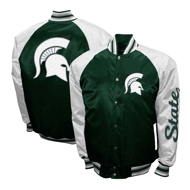 Michigan State Spartans The Game Green Satin Jacket - Image 3