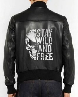 Stay Wild and Free Halloween Black Leather Biker Jacket