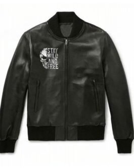 Stay Wild and Free Halloween Black Leather Biker Jacket