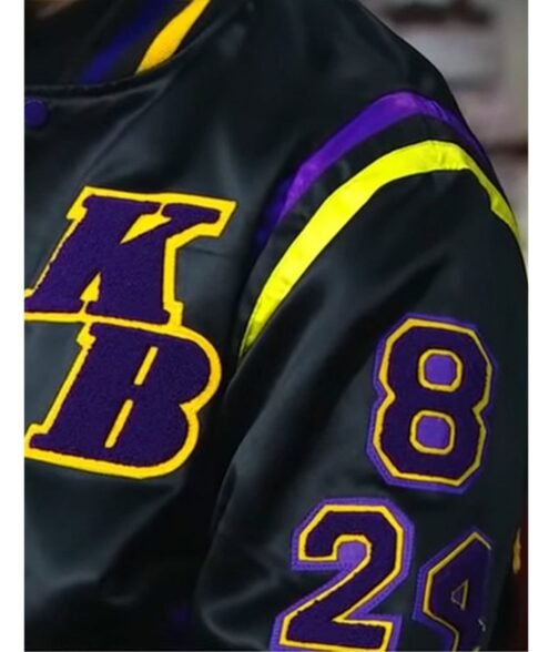 Kobe Bryant Stephen A Smith Black/White Satin Bomber Jacket - Image 8