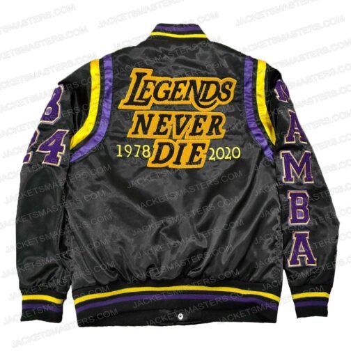 Kobe Bryant Stephen A Smith Black/White Satin Bomber Jacket - Image 4