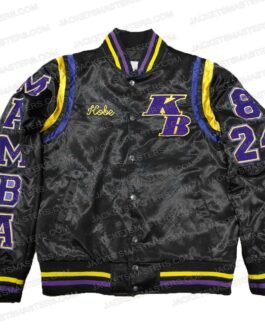 Kobe Bryant Stephen A Smith Black/White Satin Bomber Jacket