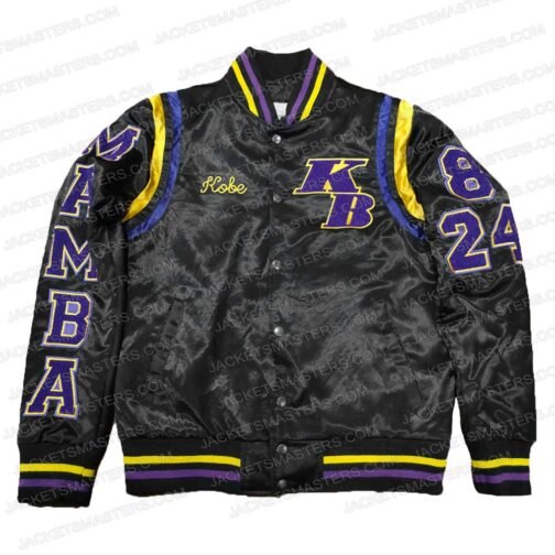 Kobe Bryant Stephen A Smith Black/White Satin Bomber Jacket