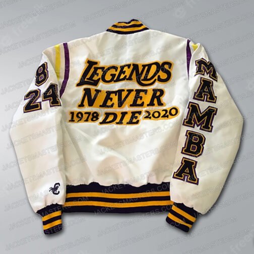 Kobe Bryant Stephen A Smith Black/White Satin Bomber Jacket - Image 5
