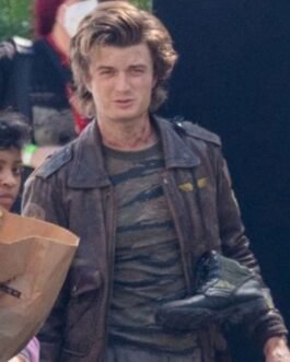 Joe Keery Stranger Things Brown Bomber Leather Jacket