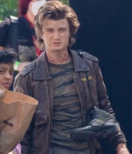 Joe Keery Stranger Things Brown Bomber Leather Jacket - Image 2