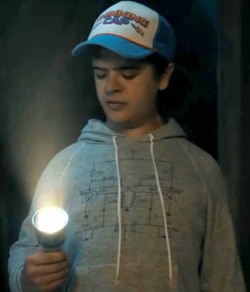Gaten Matarazzo Stranger Things Season 4 Grey Fleece Hoodie - Image 9