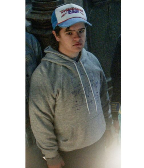 Gaten Matarazzo Stranger Things Season 4 Grey Fleece Hoodie - Image 2