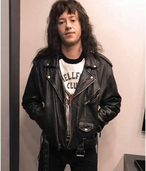 Joseph Quinn Stranger Things S04 Motorcycle Leather Jacket - Image 2