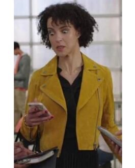 Strays Season 2 Leah Doz Yellow Suede Leather Jacket