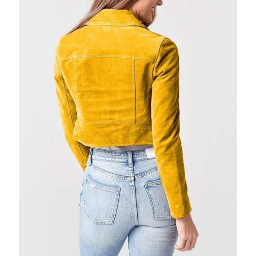 Strays Season 2 Leah Doz Yellow Suede Leather Jacket - Image 3