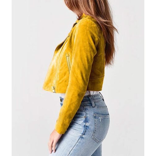 Strays Season 2 Leah Doz Yellow Suede Leather Jacket - Image 4