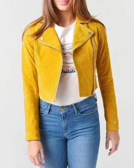 Strays Season 2 Leah Doz Yellow Suede Leather Jacket