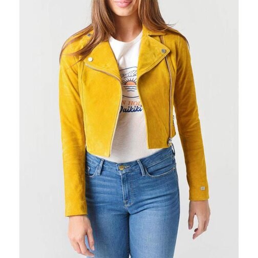 Strays Season 2 Leah Doz Yellow Suede Leather Jacket