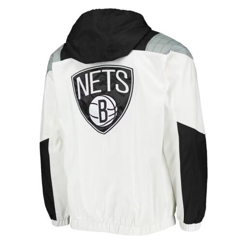Striker Crinkle Brooklyn Nets Half-Zip Hoodie Jacket - Image 2