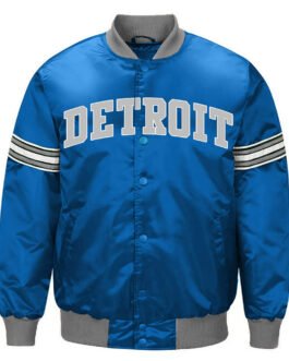 Detroit Lions Striped Blue Satin Jacket