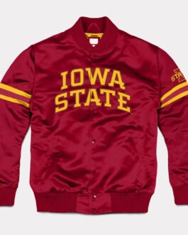 Iowa State Cyclones Striped Burgundy Bomber Jacket