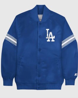 LA Dodgers Blue Full-Snap Varsity Satin Jacket