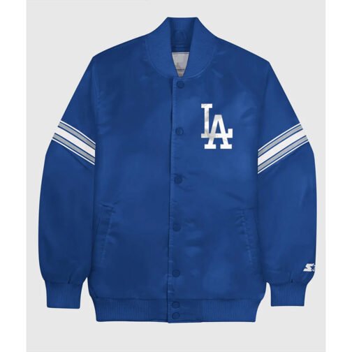 LA Dodgers Blue Full-Snap Varsity Satin Jacket