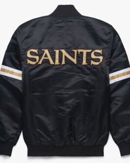 Striped New Orleans Saints Black Satin Jacket