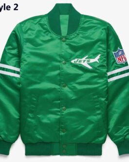 Striped New York Jets Green Satin Jacket