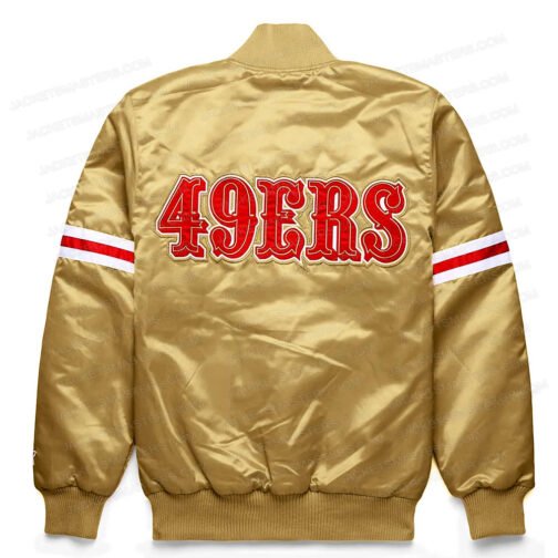 Striped San Francisco 49ers Golden Satin Jacket - Image 2