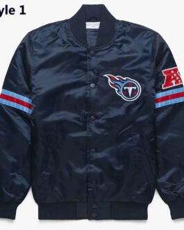 Striped Tennessee Titans Navy Blue Satin Jacket