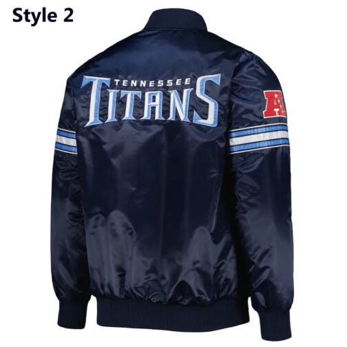 Striped Tennessee Titans Navy Blue Satin Jacket - Image 6