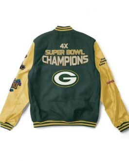 Green/Yellow Green Bay Packers 4X Super Bowl Champions Letterman Jacket