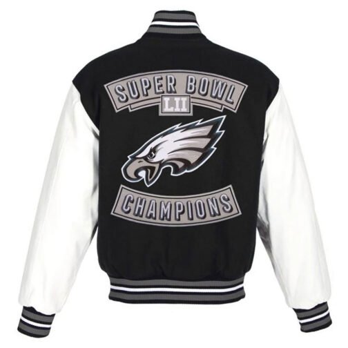 Super Bowl Champions Philadelphia Eagles Black Varsity Jacket - Image 2