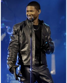 Usher Super Bowl Halftime Show Black Leather Jacket
