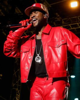 Usher Super Bowl Halftime Show Red Leather Jacket