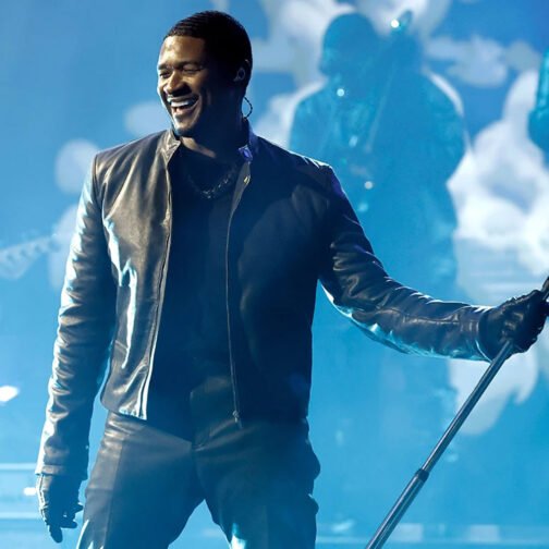 Usher Super Bowl Halftime Show Black Leather Jacket - Image 2