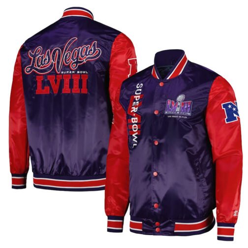 Super Bowl LVIII Purple and Red Varsity Satin Jacket - Image 3