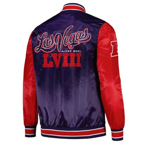 Super Bowl LVIII Purple and Red Varsity Satin Jacket - Image 2