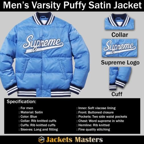 Men’s Varsity Puffy Satin Jacket - Image 7