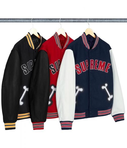 Supreme Bone Letterman Varsity Jacket - Image 7