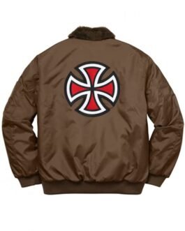 Supreme Bomber Brown Jacket with Fur Collar