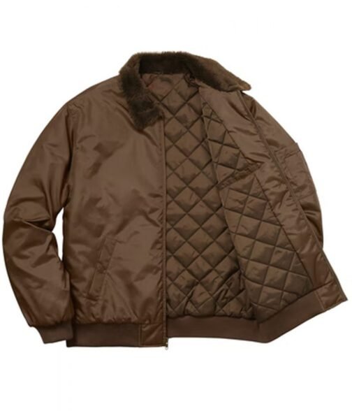 Supreme Bomber Brown Jacket with Fur Collar - Image 3