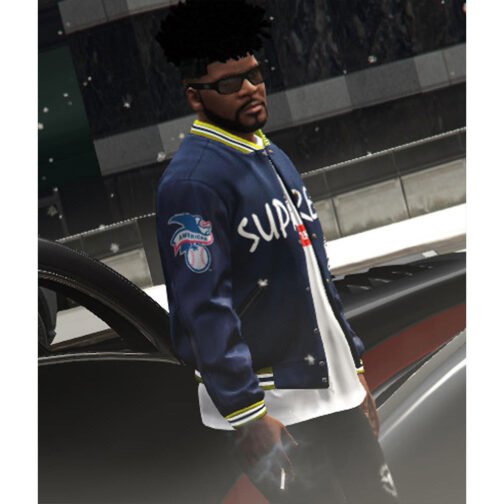 Supreme NY Yankees GTA 5 Navy Blue Varsity Jacket - Image 6