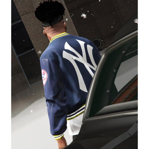 Supreme NY Yankees GTA 5 Navy Blue Varsity Jacket - Image 2