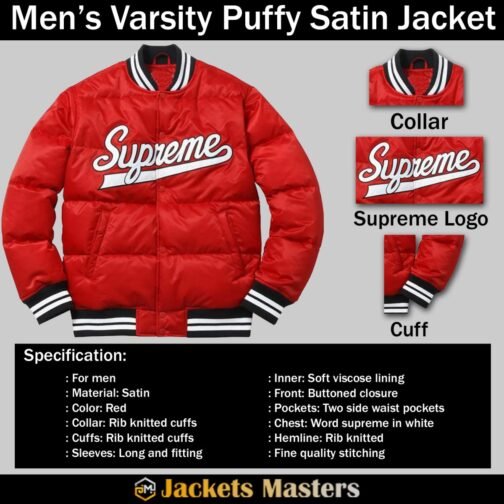 Men’s Varsity Puffy Satin Jacket - Image 6