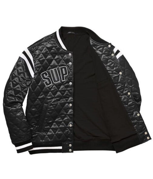 Supreme Diamond Varsity Quilted Satin Jacket - Image 9