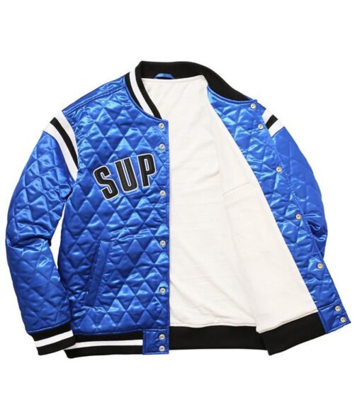 Supreme Diamond Varsity Quilted Satin Jacket - Image 8
