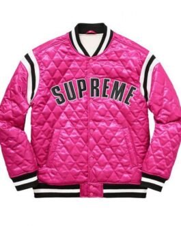 Supreme Diamond Varsity Quilted Satin Jacket