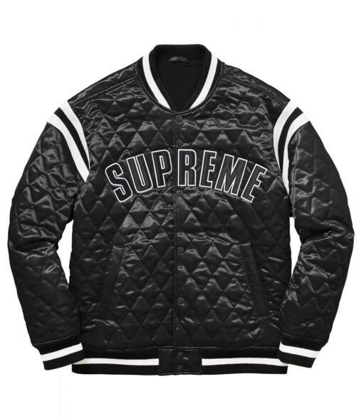 Supreme Diamond Varsity Quilted Satin Jacket - Image 3