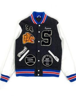 Supreme Tiger White and Black Varsity Jacket