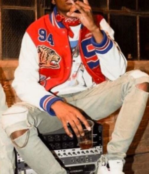 Supreme Tiger Playboi Carti Varsity Red and White Jacket - Image 4